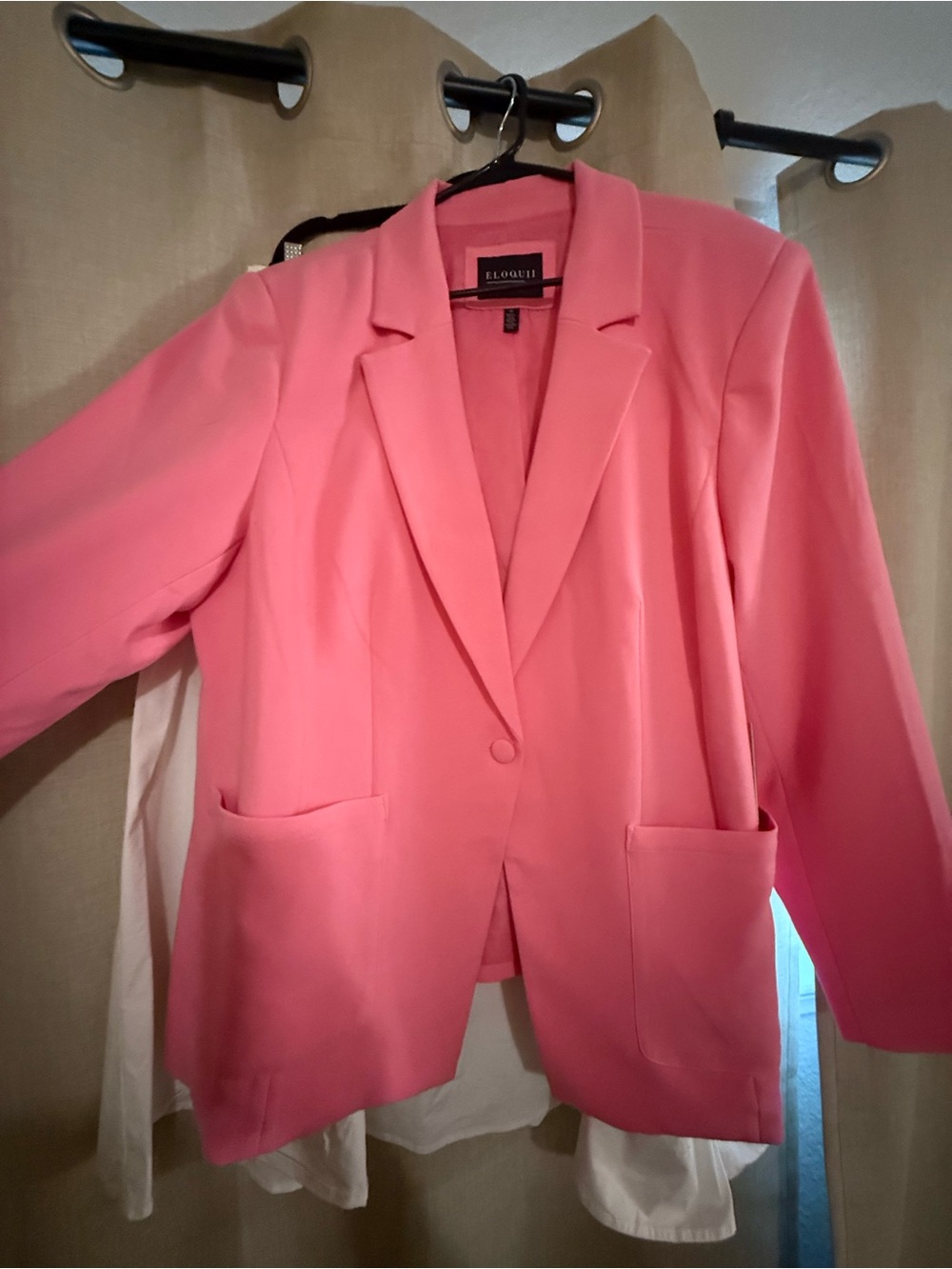 Eloquii Coral-Pink Single-Button Blazer